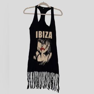 Black Ibiza Fringe Tank Top in Size M. Bought in Spain.
